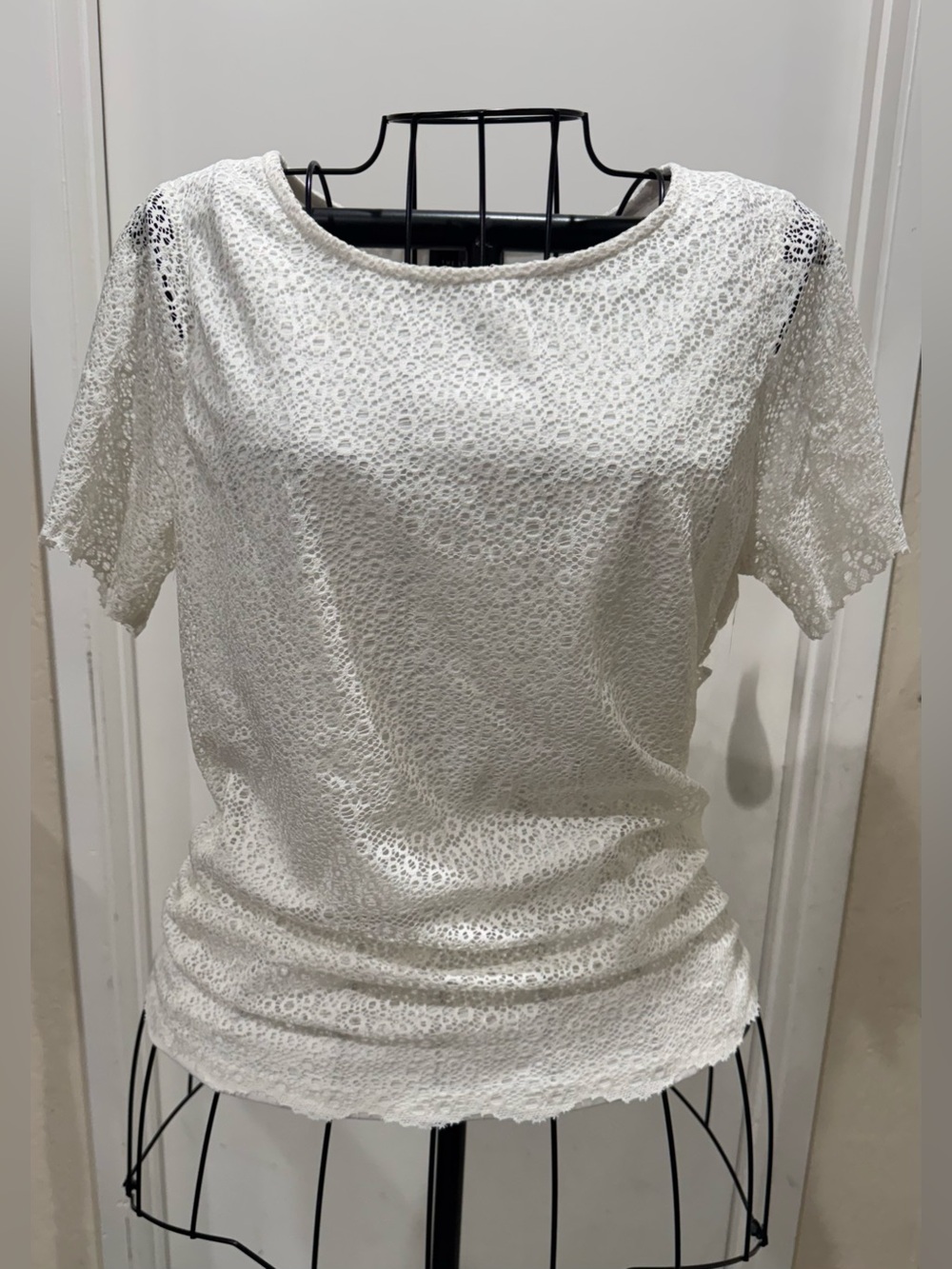 The Limited White Lace Short-Sleeve Women's Top